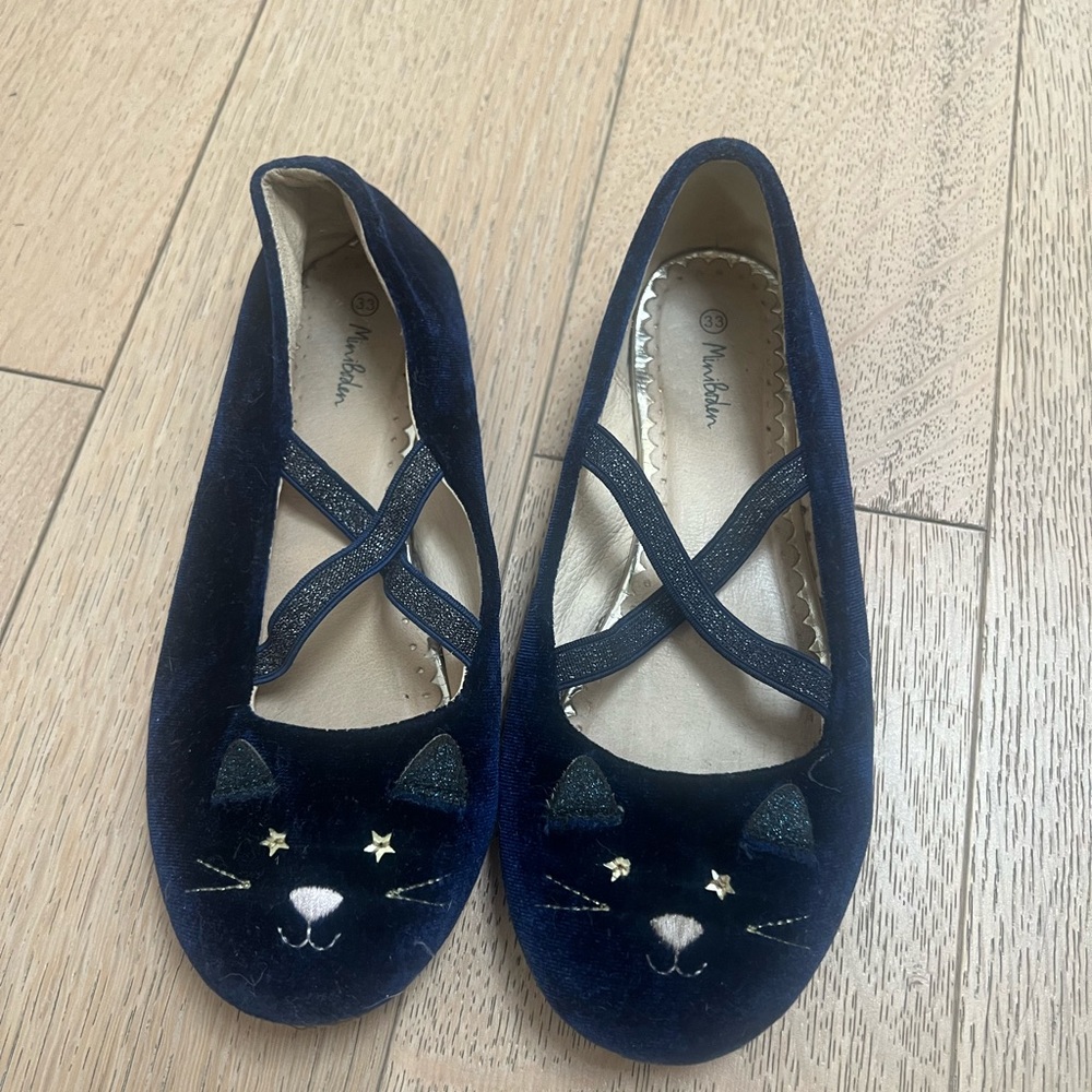Mini Boden Midnight Blue Velvet Cat Flats - Picture 2 of 4